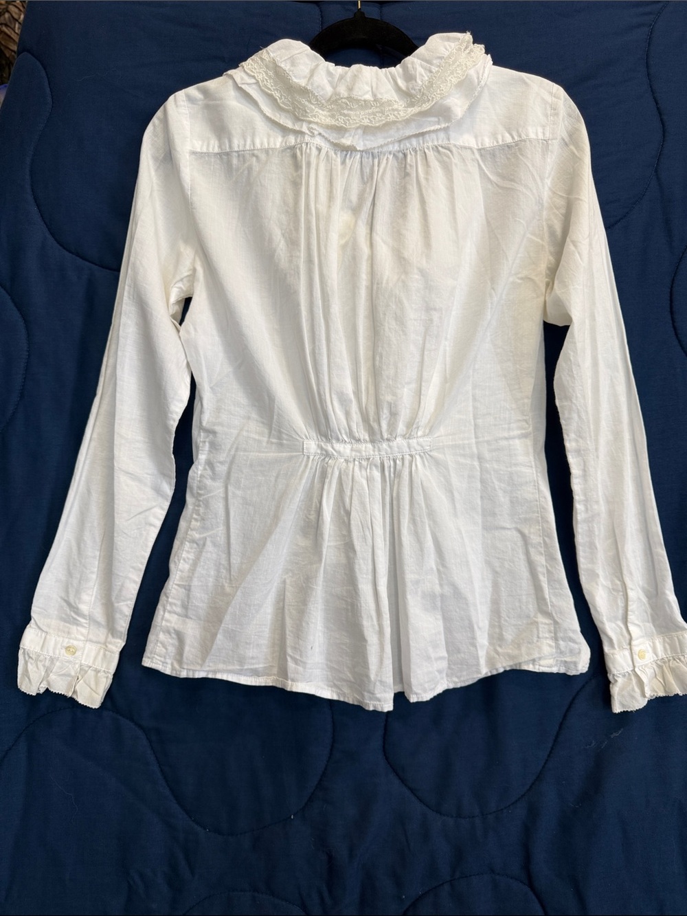 Lauren Ralph Lauren White Ruffled V-Neck Cotton Blouse - Picture 6 of 6